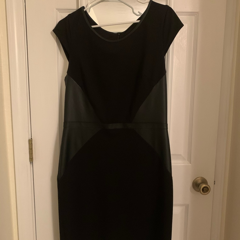 Black Ann Taylor Dress with leather detail
